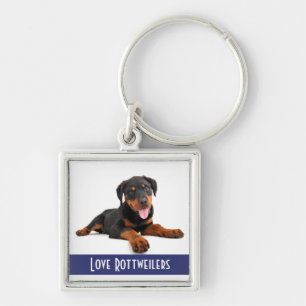 Porte-clés Amoureux des chiots Rottweilers sur fon