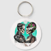 Porte-clés Amoureux d'Halloween squelette de Frankenstein pou (Recto)
