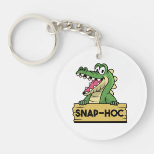 Porte-clés Amoureux drôle d'alligator et soigneur de crocodil
