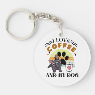 Porte-clés Amoureux du café - J'aime le café et mon chien