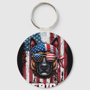 Porte-clés Amoureux du chien berger hollandais patriotique Dr