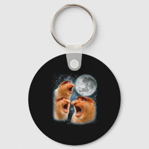 Porte-clés Amoureux du singe nez long galaxie lune faune anim