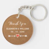 Porte-clés Amoureux roses et Merci de blanc de flèches (Dos)