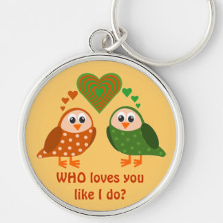 Porte-clés Amours d'OMS de couples de hiboux d'art populaire