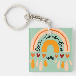 PORTE-CLÉS AMOVE LOVE LOVE RETRO BOHO COEURS EN BOW