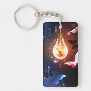 Porte-clés Ampoule lumineuse avec papillons nocturnes