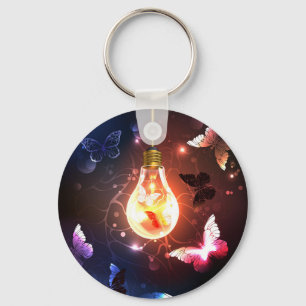 Porte-clés Ampoule lumineuse avec papillons nocturnes