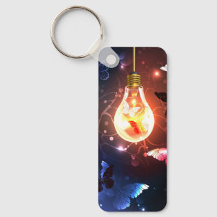 Porte-clés Ampoule lumineuse avec papillons nocturnes
