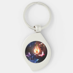 Porte-clés Ampoule lumineuse avec papillons nocturnes