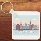 Porte-clés Amsterdam Pays-Bas Damrak Pastel Travel (Recto)