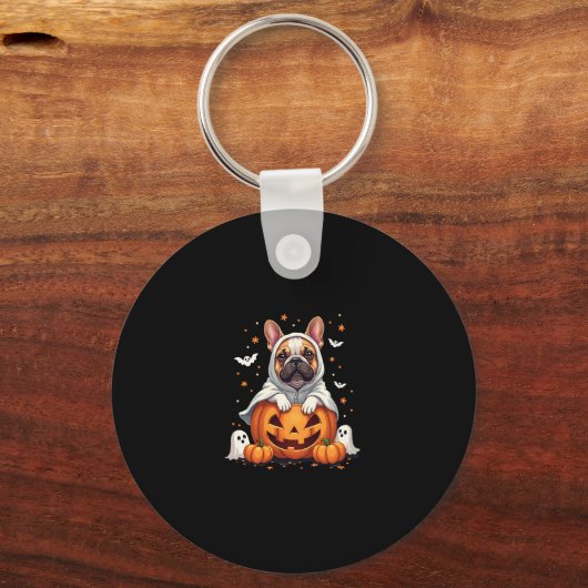 Porte-clés Amusant anglais Bulldog Ghost Boo Halloween femmes (Recto)