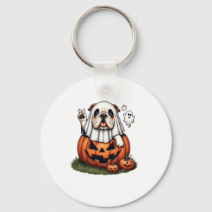 Porte-clés Amusant anglais Bulldog Ghost Boo Halloween femmes