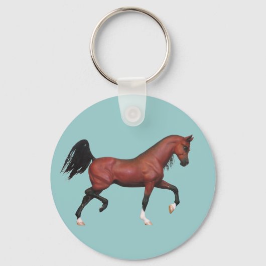 Porte-clés Amusant Cheval Brown Trotting Bay Art Arabe (Recto)