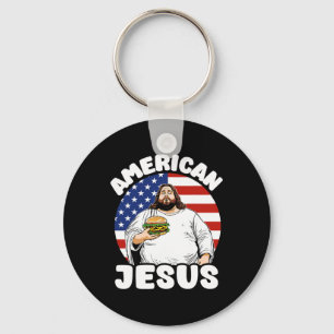 Porte-clés Amusant Gras Américain Jesus Hamburger Sarcastique
