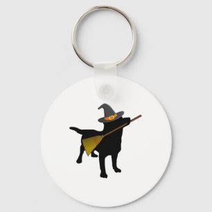 Porte-clés Amusant Halloween Black Lab Chien mignonne sorcièr