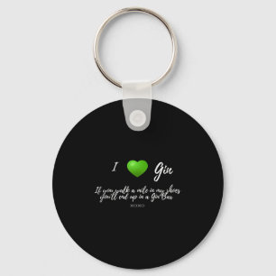 Porte-clés Amusant J'Aime Gin Drinker Coeur Graphisme Partie