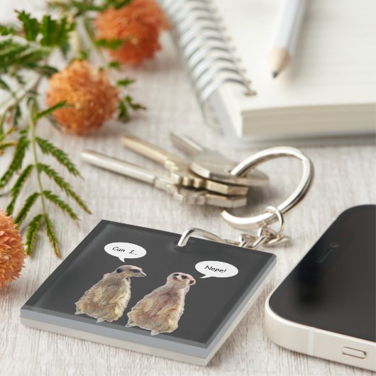 Porte-clés Amusant, mignon meerkats en conversation (Devant Droit)
