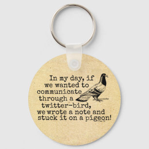 Porte-clés Amusant Vieux âge Twitter Bird Pigeon