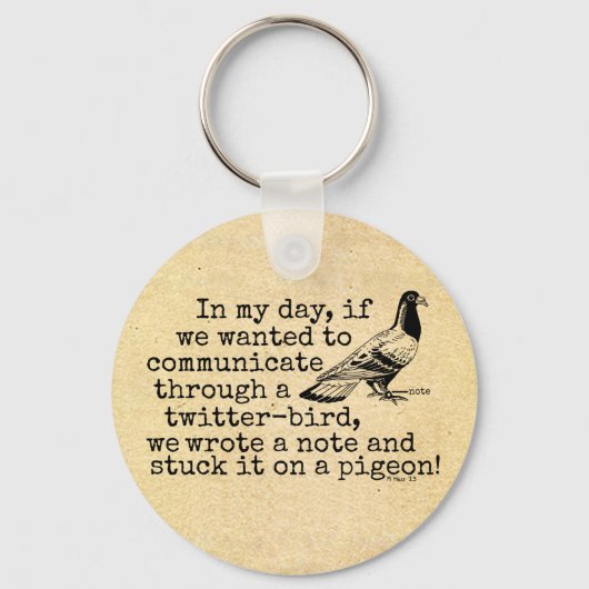 Porte-clés Amusant Vieux âge Twitter Bird Pigeon (Recto)