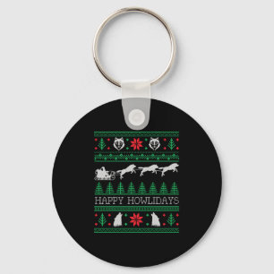 Porte-clés Amusant Wolf Wolf Lover laide pull de Noël