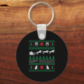 Porte-clés Amusant Wolf Wolf Lover laide pull de Noël (Recto)