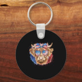 Porte-clés Amusante Amérique de l'Ouest 4 juillet vache (Recto)