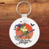 Porte-clés Amusante Frog Sorcière équitation Broomstick Hallo (Recto)