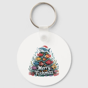 Porte-clés Amusante Pêche Arbre de Noël Poisson Amant Fisher