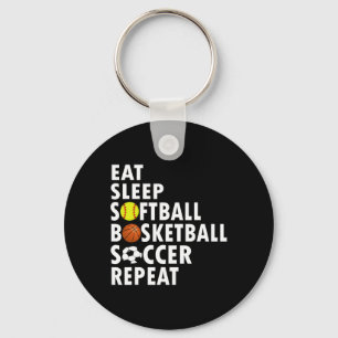 Porte-clés Amusants Manger Dormir Softball Basketball Soccer