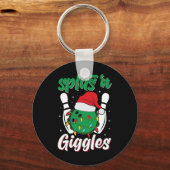 Porte-clés Amusants sur gigles Bowling Joueur Noël Bowl (Recto)