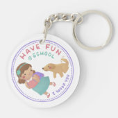 Porte-clés Amusez-vous à l'école fille et chiot (Dos)