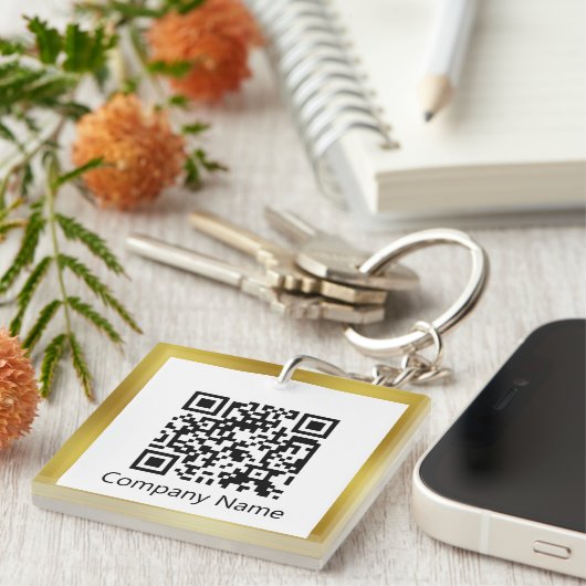 Porte-clés Analyser QR Code Gold et White Business (Devant Droit)