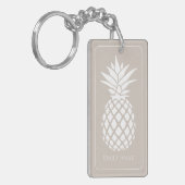 Porte-clés Ananas blanc chic sur fond beige (Devant gauche)