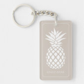 Porte-clés Ananas blanc chic sur fond beige (Devant)