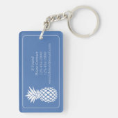 Porte-clés Ananas blanc chic sur fond bleu (Dos)