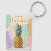Porte-clés Ananas Doré Anniversaire Tropical (Verso)