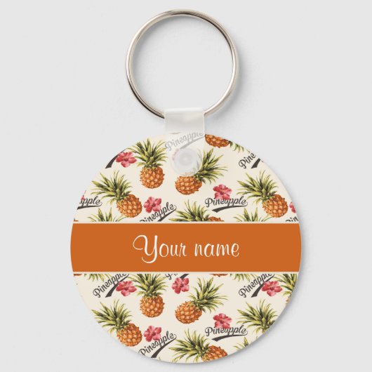 Porte-clés Ananas et Hibiscus (Recto)