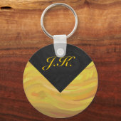 Porte-clés Ananas et Monogramme noir (Recto)