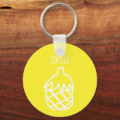 Porte-clés Ananas jaune design simple et moderne (Recto)