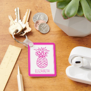 Porte-clés Ananas rose tropicale Preppy Personnalisé