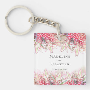 Porte-clés Ananas roses exotiques Remerciement de mariage ros