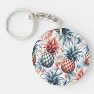 Porte-clés Ananas rouges, blancs et bleus