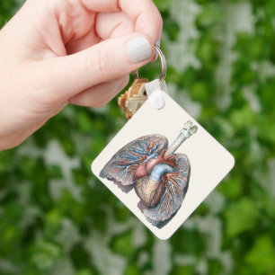 Porte-clés Anatomie humaine vintage Poumons Cœur Organes Sang