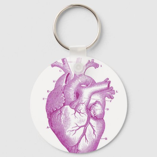 Porte-clés Anatomie Vintage du coeur pourpre (Recto)