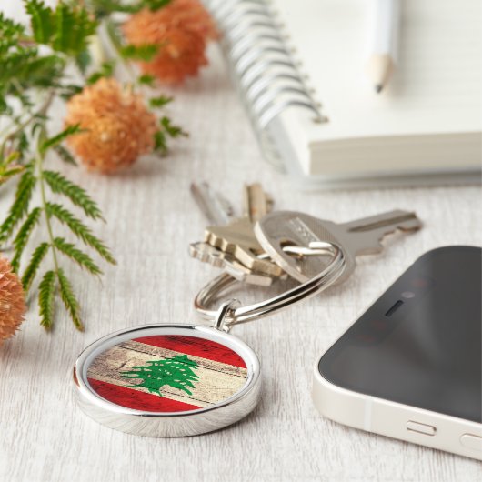 Porte-clés Ancien drapeau en bois labanon (Côté)