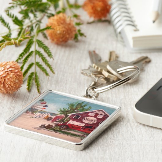 Porte-clés Ancien foyer, Genève Peinture sur un porte - clé (Côté)