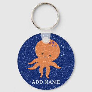 Porte-clés Ancien papier Impression Cute Octopus Cartographie