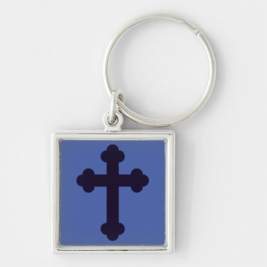 Porte-clés Ancienne croix chrétienne violette (Devant)