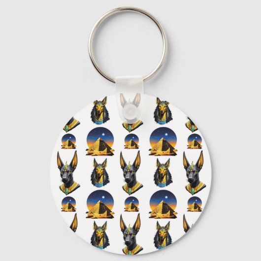 Porte-clés Ancienne Egypte Pyramide Anubis Motif Design (Recto)