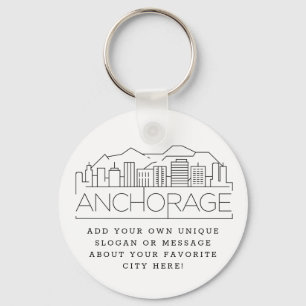 Porte-clés Ancrage, Alaska Stylisé Skyline   Slogan personnal